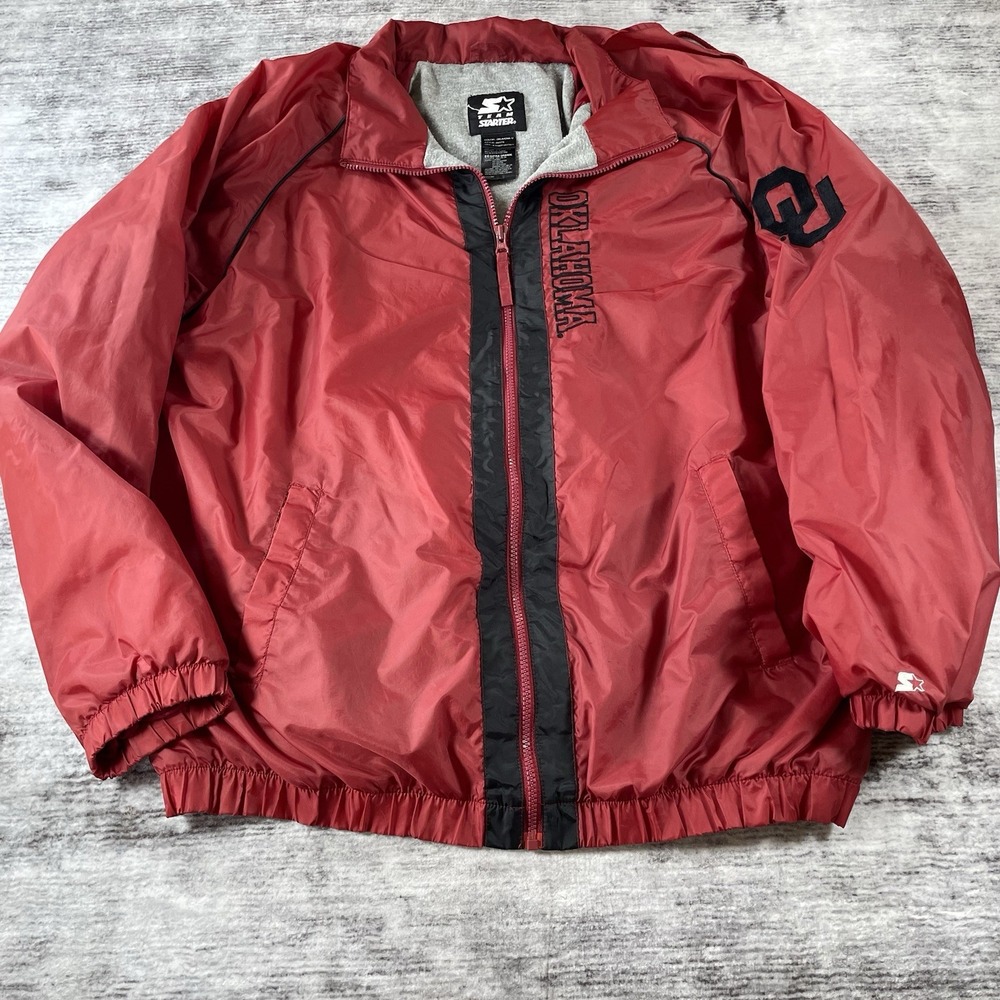 Vintage Oklahoma Sooners Starter Jacket Mens XL Red 90s Windbreaker 4037S